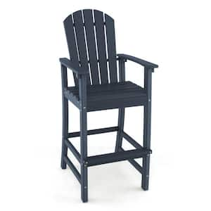 HDPE Plastic Outdoor Bar Stool with Armrests, Navy