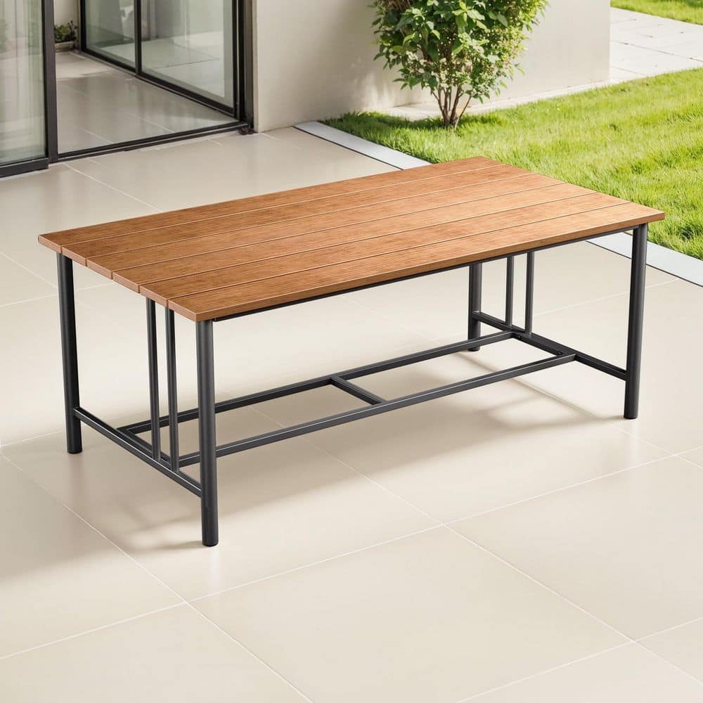 Minimalism Metal Outdoor Coffee Table with Full Plastic Wood Grain Tabletop price history on PriceWatchPro