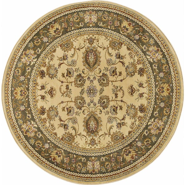 Tayse Rugs Sensation Border Ivory 6 ft. Round Indoor Area Rug SNS4722 ...