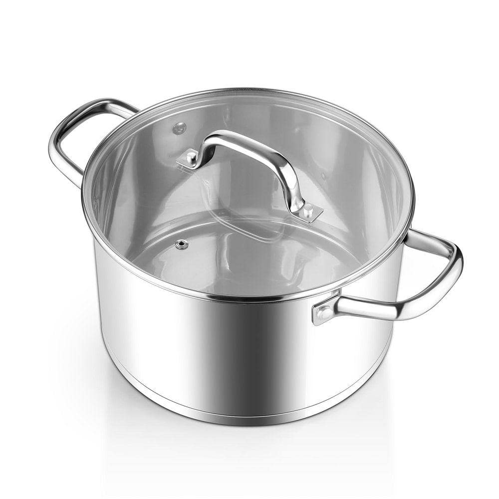 PlayStation4 - POT Stainless Steel Stock Pot 4 qt. Tri-ply Bottom with Glass Lid