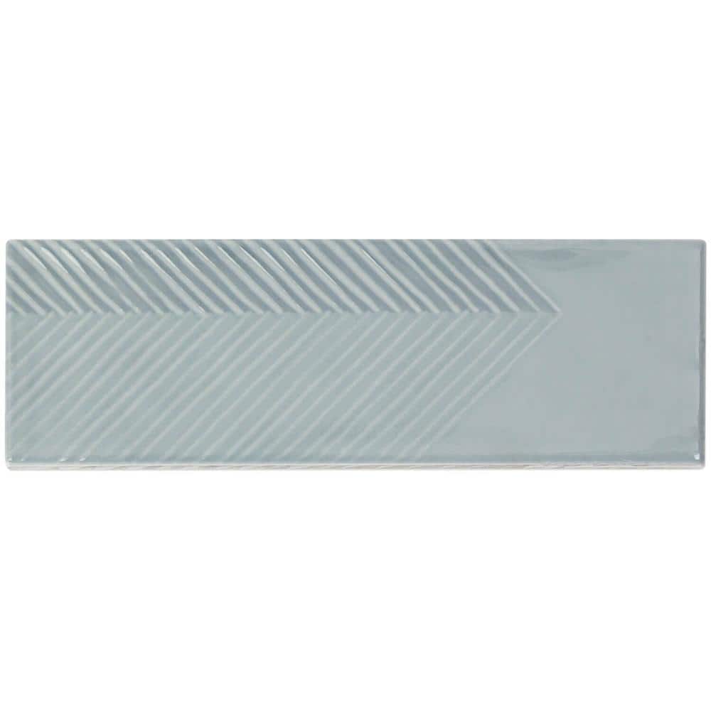 Ash Blue 2" x 8" Polished Ceramic Subway Wall Tile