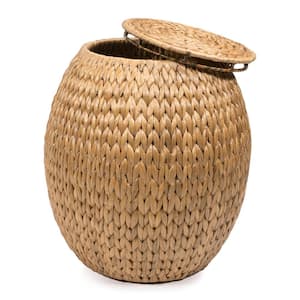 Colt 17 in. Coastal Bohemian Handwoven Hyacinth Storage Stool with Lid, Natural