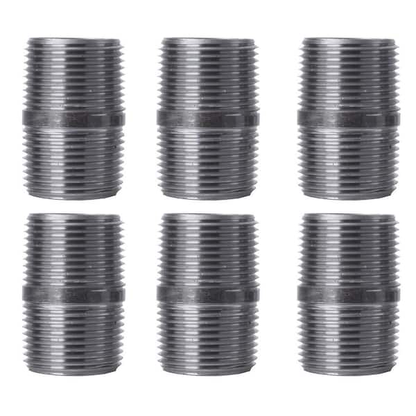 PIPE DECOR 1 in. x 2 in. Black Industrial Steel Grey Plumbing Nipple (6-Pack)