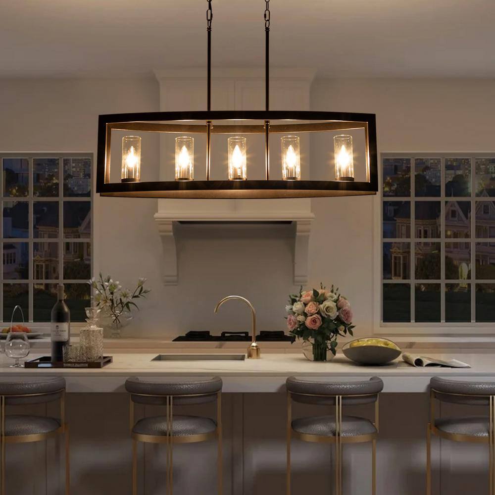 Oil Rubbed Bronze 5-Light Industrial Cage Pendant