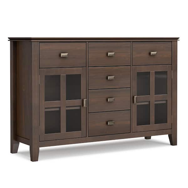 Artisan Natural Aged Brown Solid Wood 54 in. Transitional Sideboard Buffet