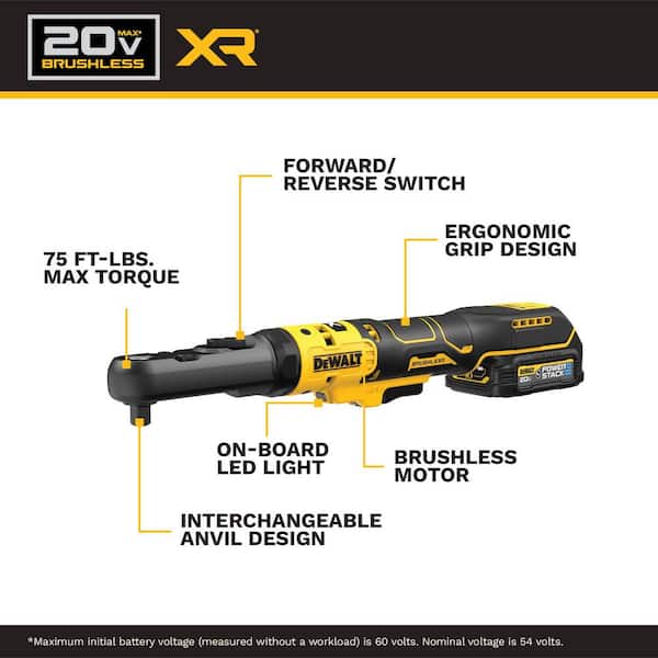 20-Volt Maximum Lithium-Ion 3/8 in. and 1/2 in. Cordless Ratchet Kit with 1.7 Ah Battery, Charger and Bag