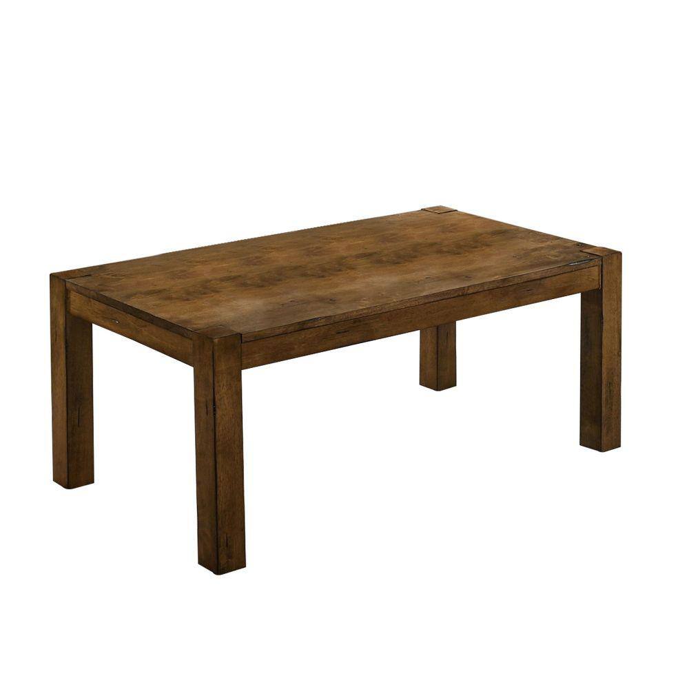Brown Wooden Coffee Table and End Tables Set with Block Legs