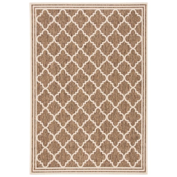 SAFAVIEH Beach House Beige/Cream Doormat 2 ft. x 4 ft. Border Trellis Indoor/Outdoor Area Rug