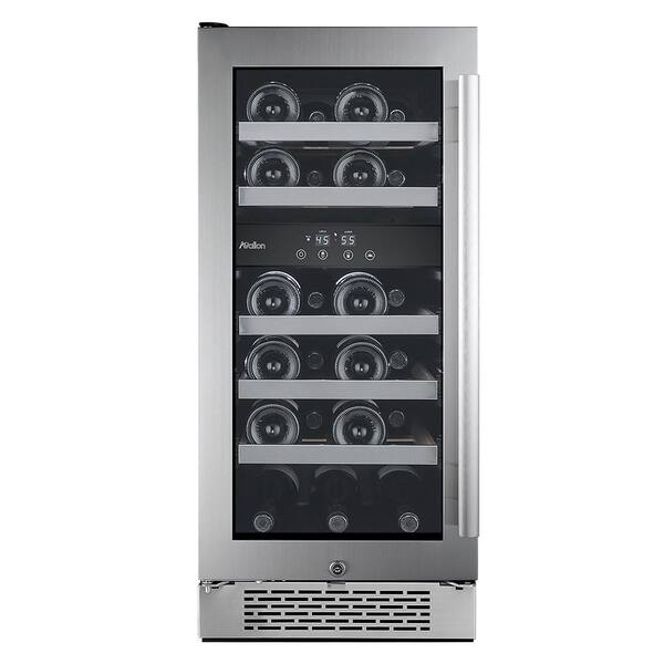 Avallon 23-Bottle 15 in. Dual Zone Built in Wine Cooler with Argon Filled Double Paned Glass - Left Hinge