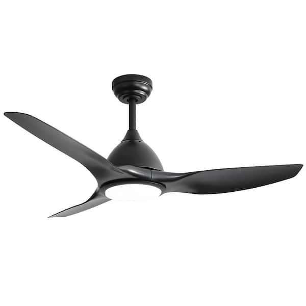 52 in. Ceiling Fan with Light and 6-speed Remote Control 3 ABS Fan Blades Black for Bedroom Patio