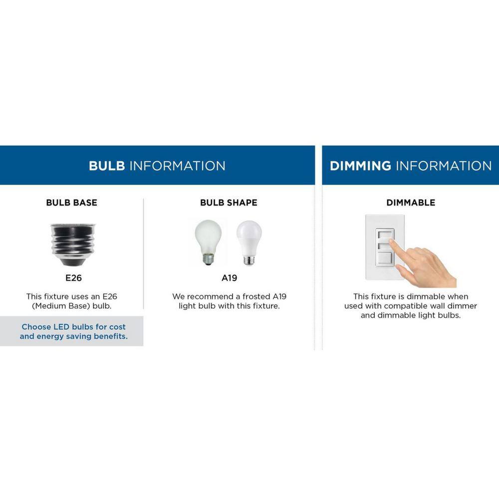 Black and White Glass 2-Light Flush Mount Ceiling Fixture