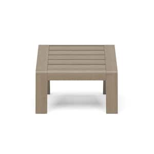 Sustain Gray Wood Outdoor Low Lounge Ottoman with Gray Cushion