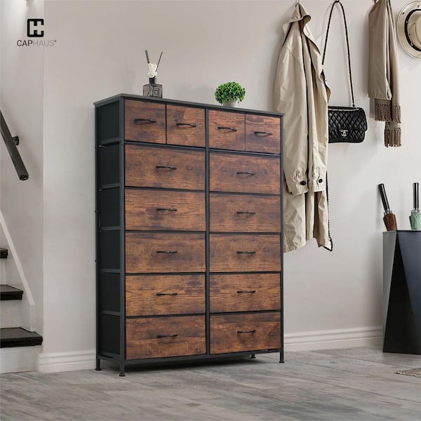 Rustic Oak 14-Drawer 40.6 in. Wide Dresser