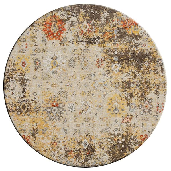 KALATY Modena Multi-Colored 8 ft. Round Abstract Area Rug