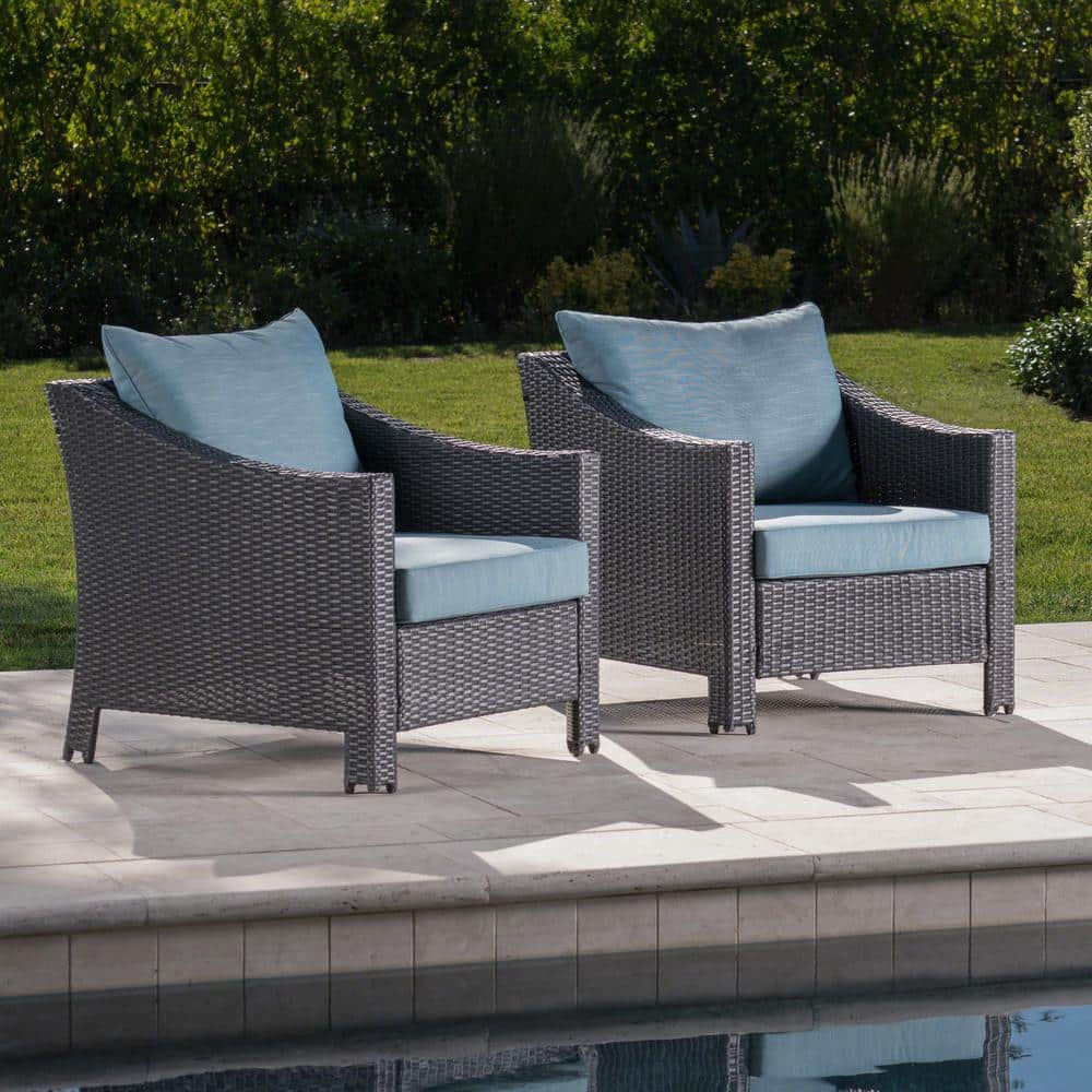 Outdoor Grey Metal Lounge Chair with CushionGuard and Grey Cushion