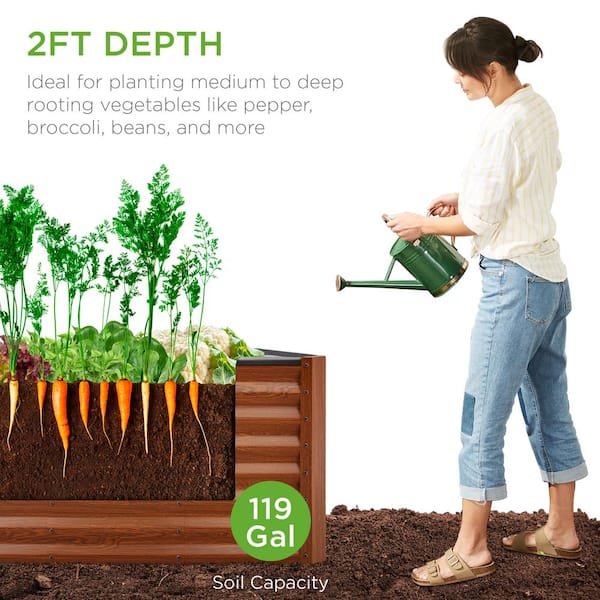 4 ft. x 4 ft. 3-Tier Wooden Raised Garden Bed Planter Kit for Plants,  Vegetables, Outdoor Gardening - Acorn Brown