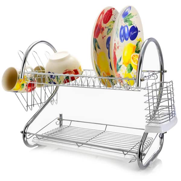Megachef 16 Inch Two Shelf Dish Rack In Red : Target