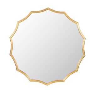 40 in. W x 40 in. H Round Sunburst Wall Mirror with Gold Finish, Wall Decor Mirror for Entryway Bedroom Living Room