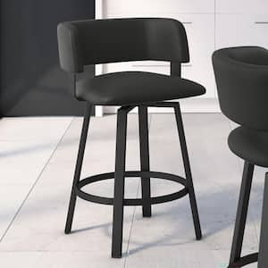 Stinson 26 in. Black Faux Leather / Black Metal Counter Stool