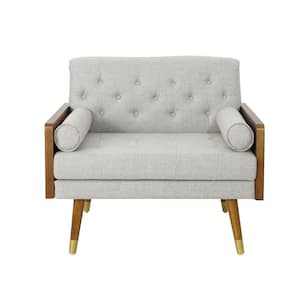 Frankie Mid-Century Modern Tufted Beige Fabric Club Chair