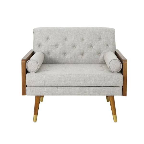 Noble House Frankie Mid-Century Modern Tufted Beige Fabric Club Chair