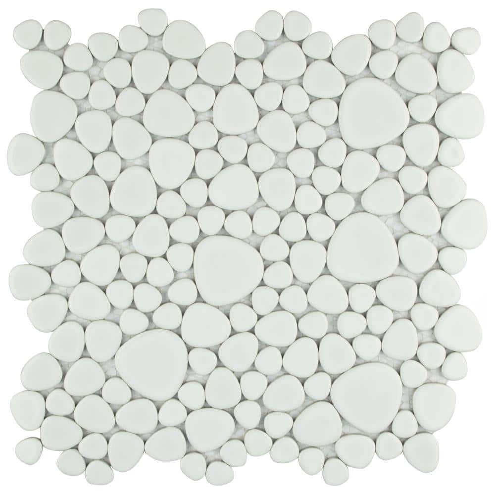 UPC 732763201799 product image for Pebble White 11 in. x 11 in. Porcelain Mosaic Tile (8.6 sq. ft./Case) | upcitemdb.com