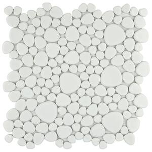 Pebble White 6 in. x 6 in. Porcelain Mosaic Take Home Tile Sample