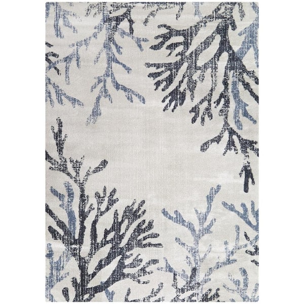 BALTA Kell Navy Blue 5 ft. x 7 ft. Coral Area Rug