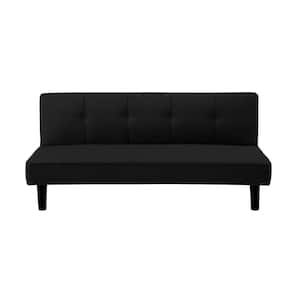 Zoren 66 in. Armless 3-Seater Convertible Sofa in Black