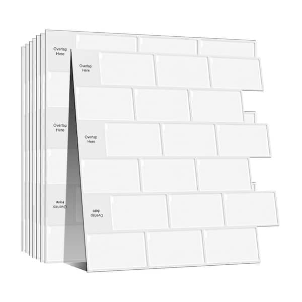 Vsmile White 12 in. x 12 in. Vinyl Wall Tile Peel and Stick Pure Backsplash Tile (10-Pack)