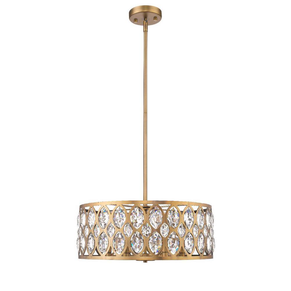 Dealey 23'' Heirloom Brass Round Chandelier with Crystal Accents