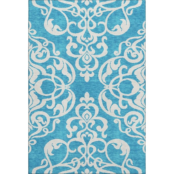 Addison Rugs Mayfield Premium Machine Washable Abstract AMF973 Turquoise 10 ft. x 14 ft. Area Rug