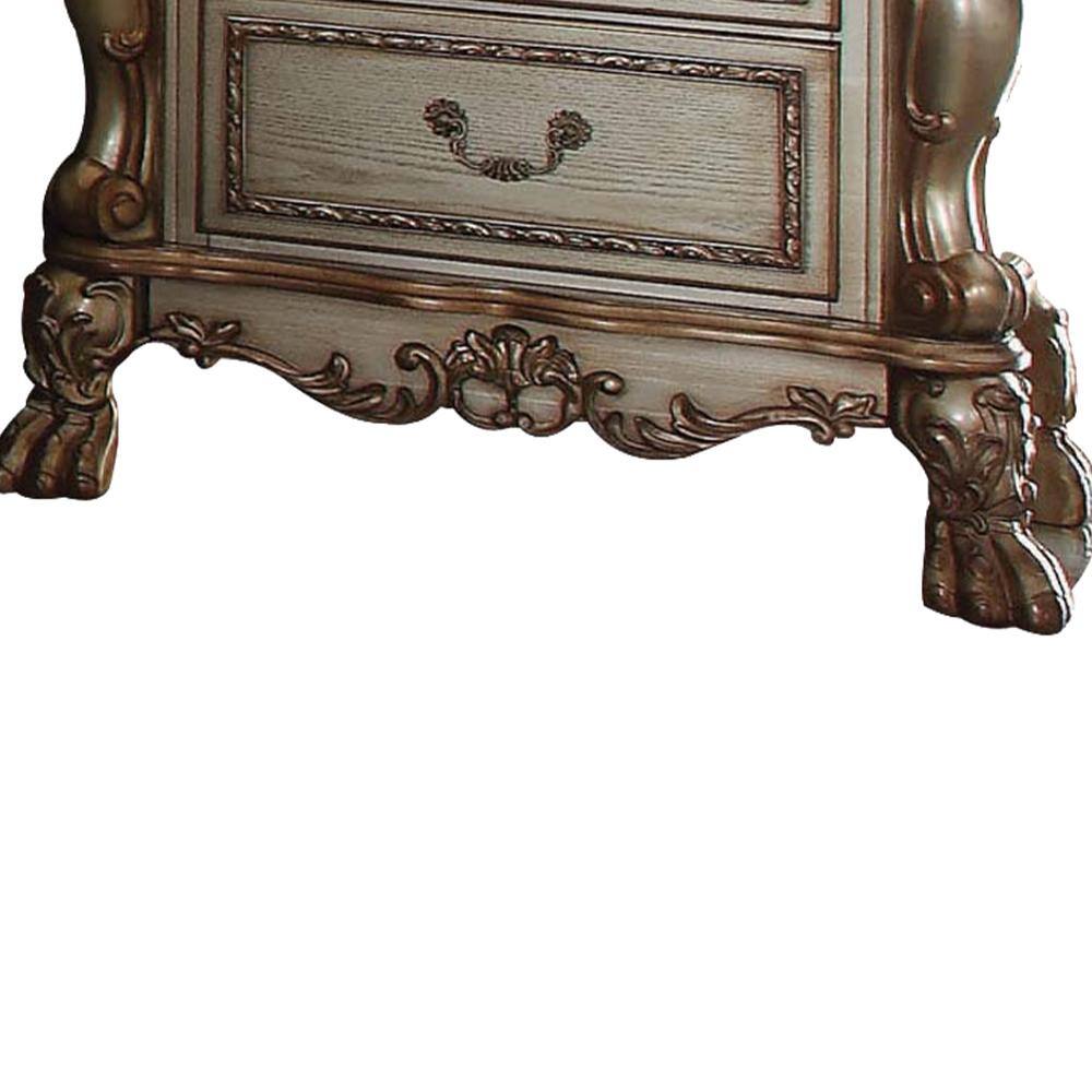 Gold and Bone White Traditional 2-Drawer Wooden Nightstand