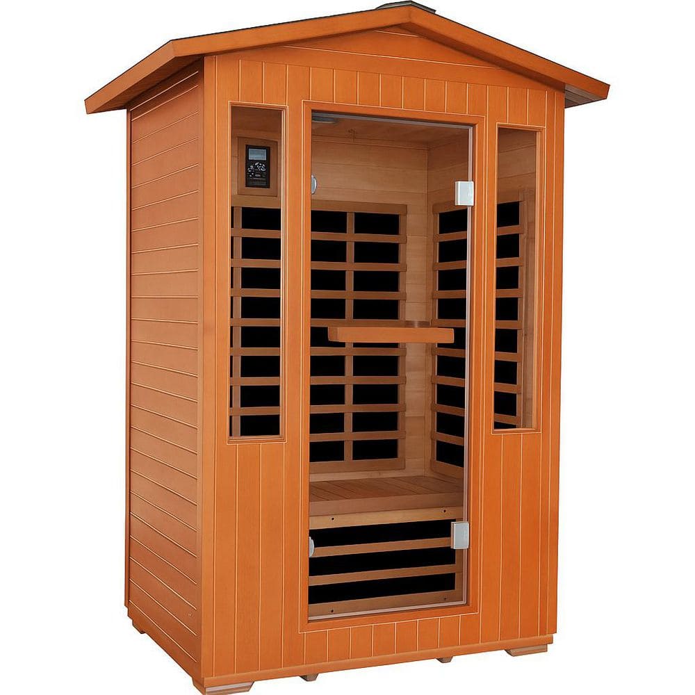 LIVACA Fir+Red Cedar 2-Person Far Infrared Sauna with 8 Heating Panels ...