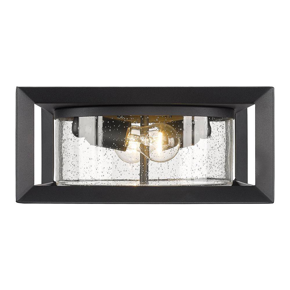 Natural Black Glass Outdoor Flush Mount Light
