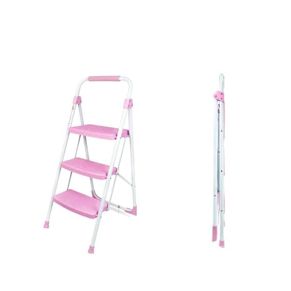 Reach 44 in. H, 3 Step Ladder Portable Folding Step Stool with Wide Anti-Slip Sturdy 500 lbs. Capacity for Home Aluminum