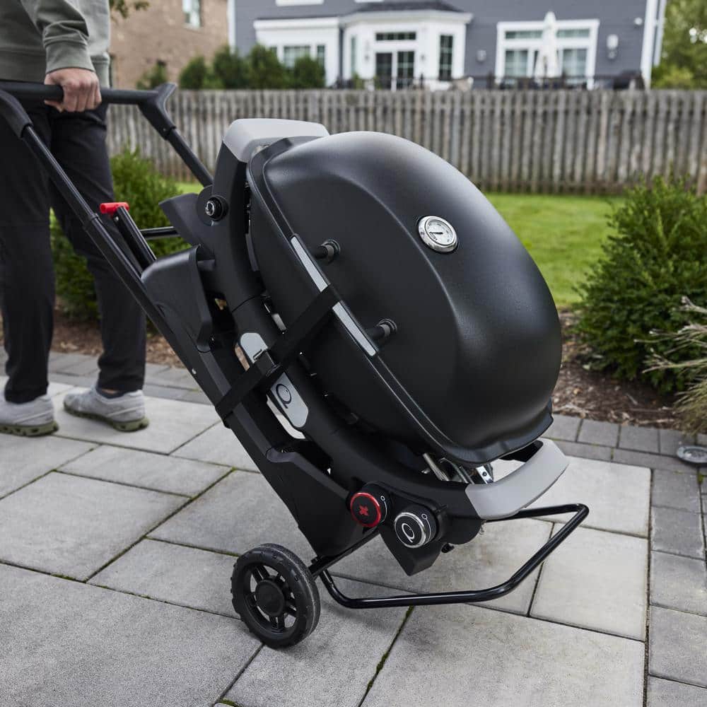 Black Portable Grill Cart with Wheels