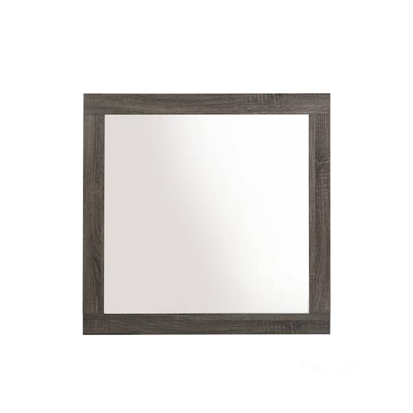 HomeRoots 35 in. W x 35 in. H Wood Oak Wood Vanity Mirror