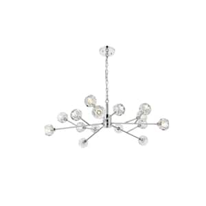 Timeless Home 42 in. 15-Light Chrome And Clear Pendant Light
