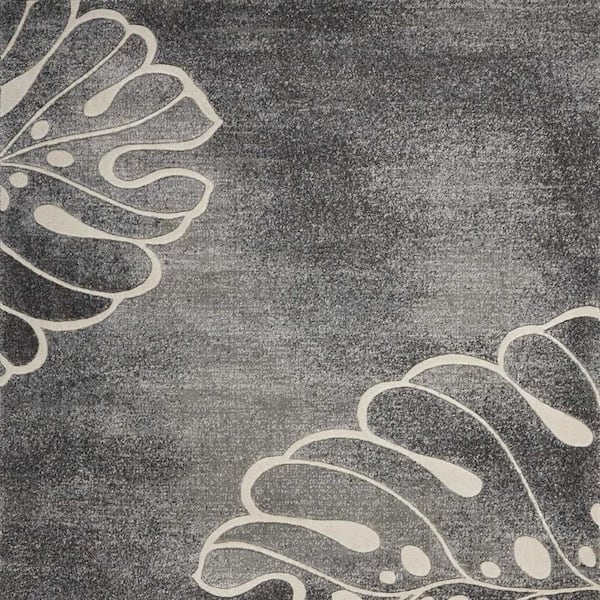 2 ft. x 8 ft. White Floral Washable Runner Area Rug