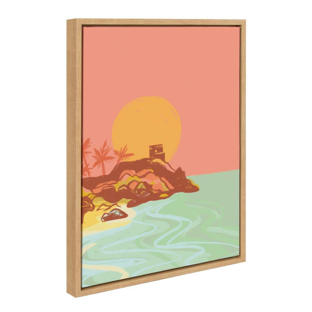 Tulum Ruins Sunset Canvas Art with Natural Frame