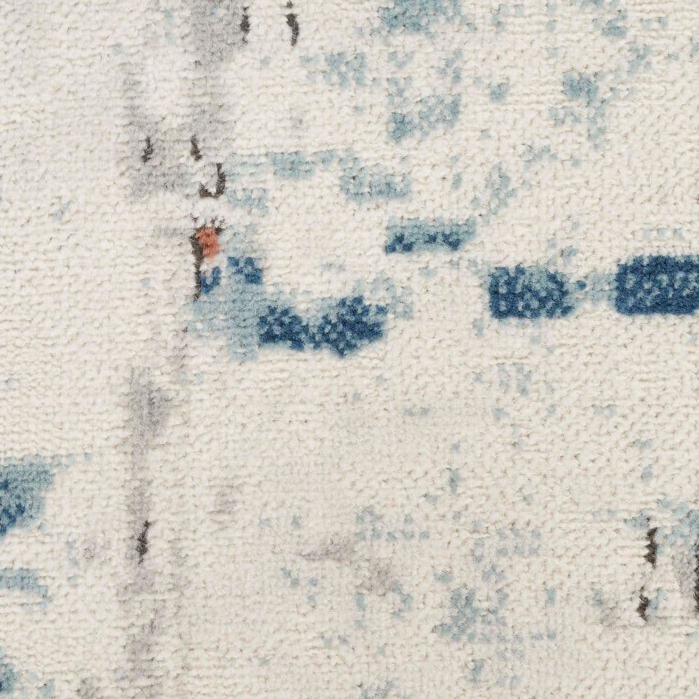 Handmade Beige Blue Rust Rectangular Abstract Synthetic Rug 8' x 10'
