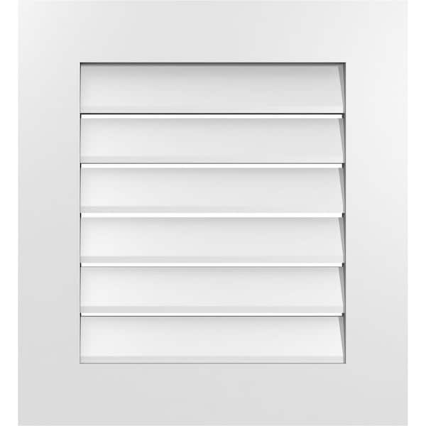 Ekena Millwork 22 in. x 24 in. Vertical Surface Mount PVC Gable Vent: Functional with Standard Frame