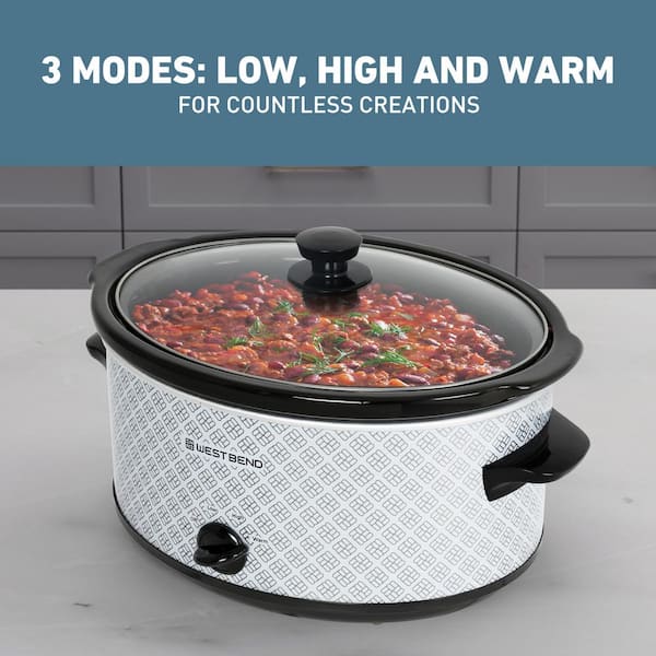 West Bend Slow Cooker w/Lid White Gray sold 6 Quart