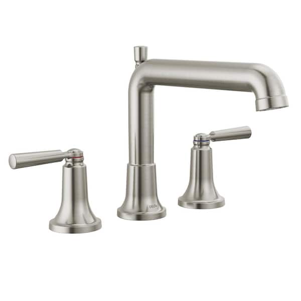 Delta Saylor 2-Handle Deck Mount Roman Tub Faucet Trim Kit in Stainless (Valve Not Included)
