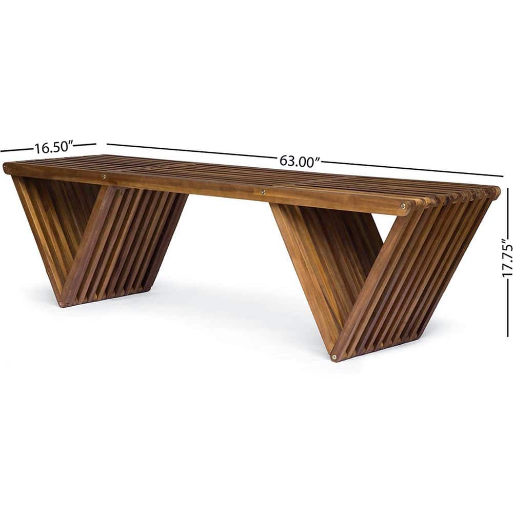Esme Teak Finish Outdoor Acacia Wood Bench