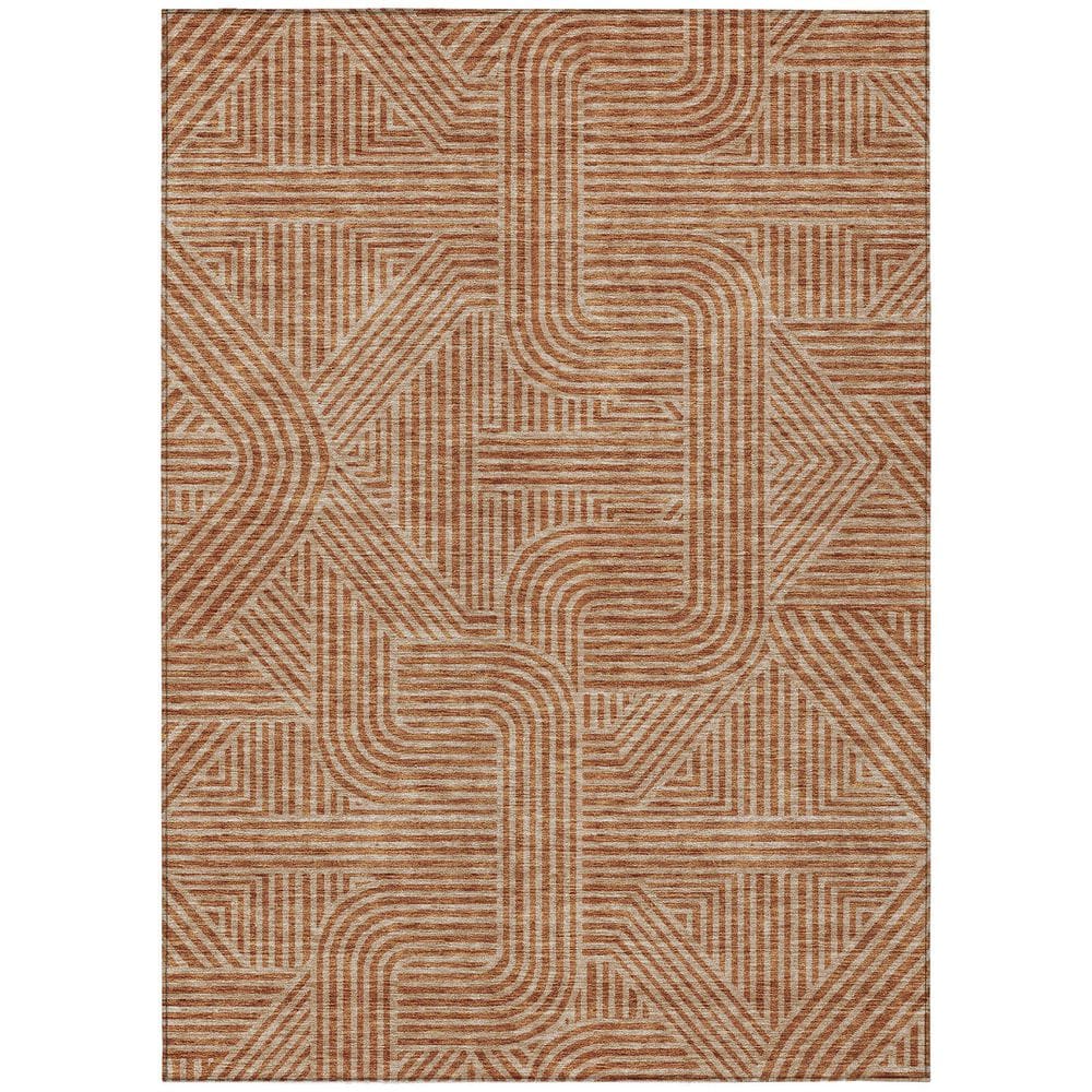 Terracotta Synthetic Flat Woven Rectangular Indoor/Outdoor Rug