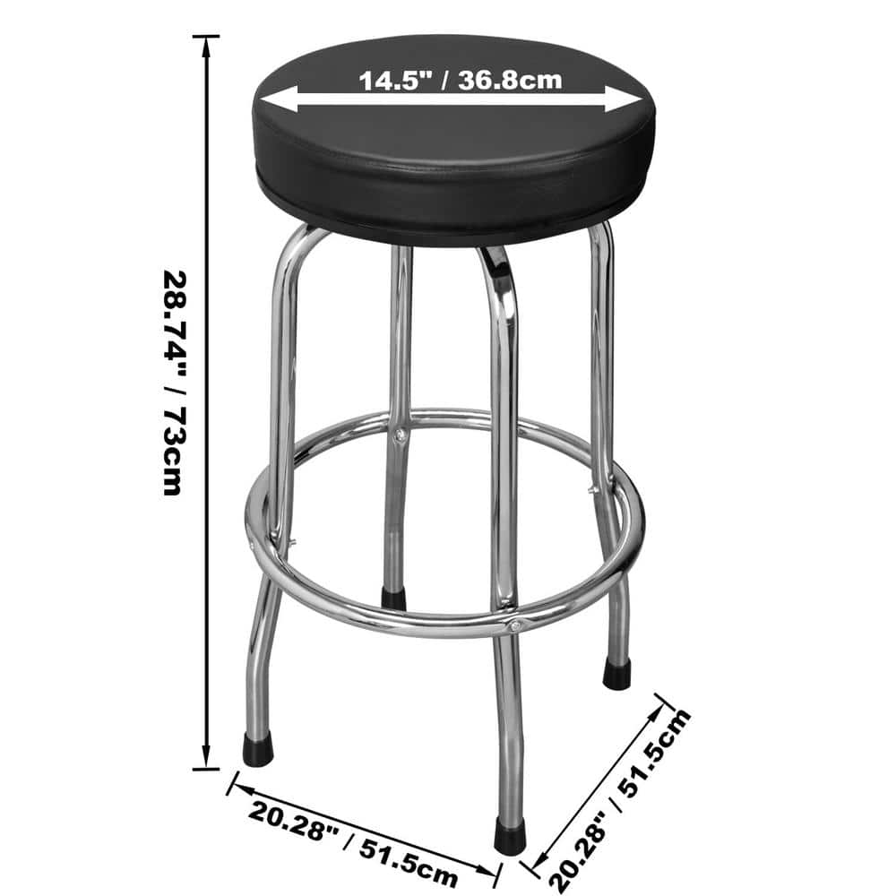 Red Swivel Leather and Metal Bar Stool, 29"