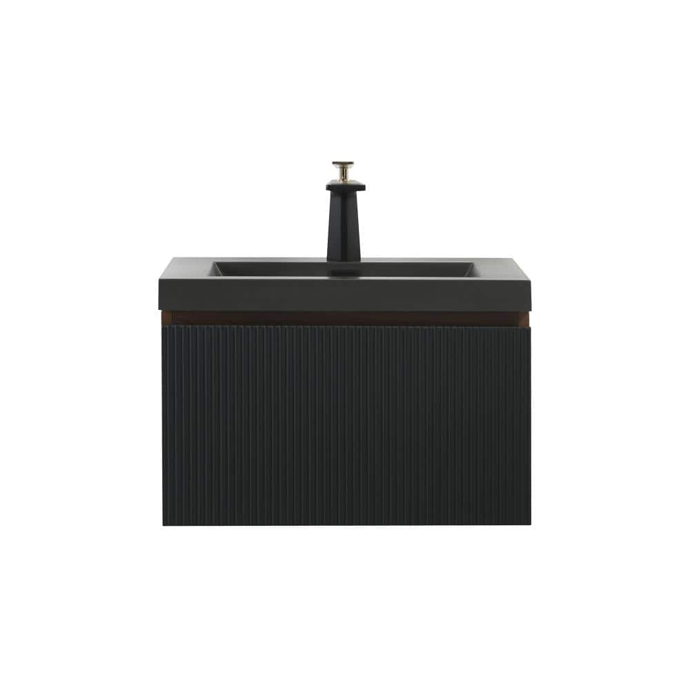 24 in. W Single Sink Floating Bath Vanity in Smoked Walnut and Ink Black with Matte Black Quartz Stone Top price history on PriceWatchPro