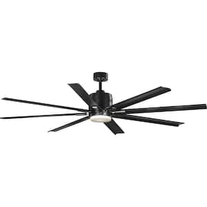Vast 72 in. Indoor/Outdoor Integrated LED Black Mid-Century Modern Ceiling Fan with Remote for Living Room and Bedroom